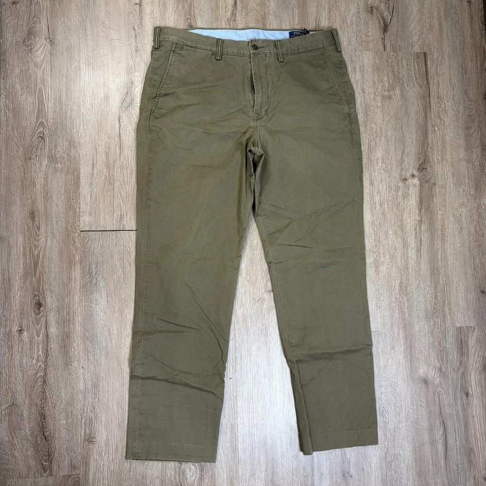 Polo Ralph Lauren Mens Chinos Pants 36x32 Stretch Straight Fit Green Mens